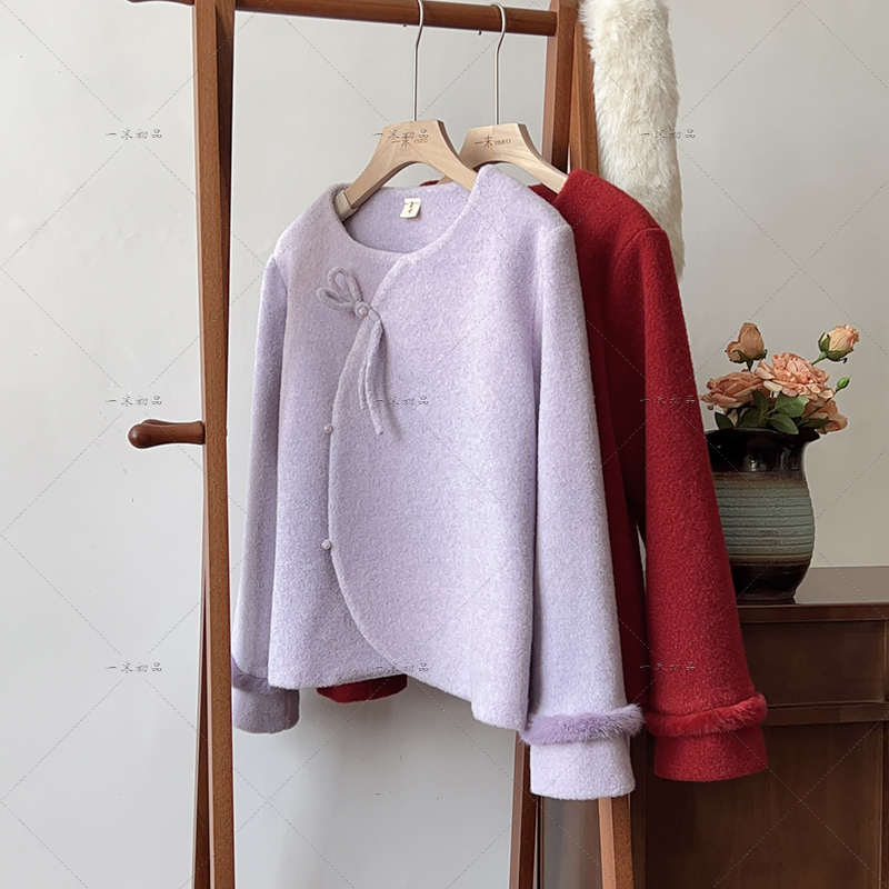 5568《千珏》原创秋冬复古国风气质盘扣红色优雅高级感外套女