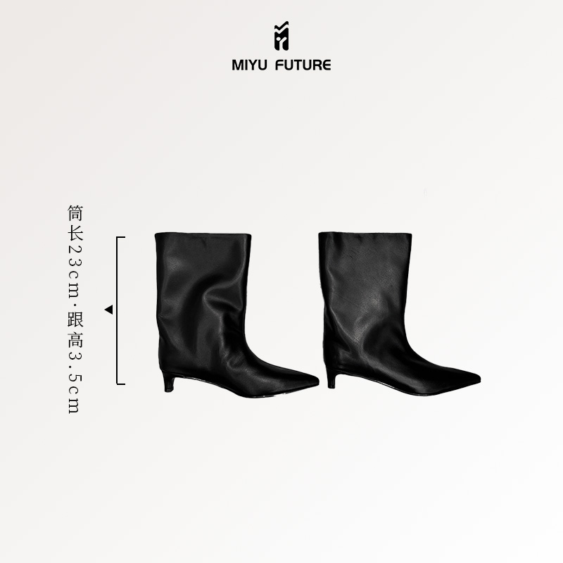 2024秋冬MIYUFUTURE“斩男又斩女”时尚尖头骑士短靴(跟高3.5)