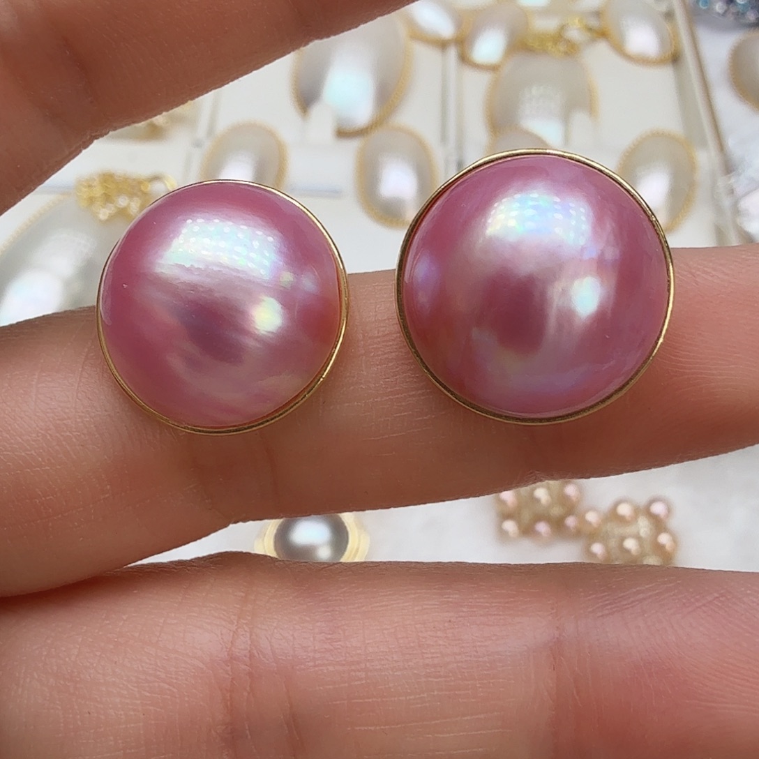 耳饰未镶嵌拼合珍珠（马贝珠）