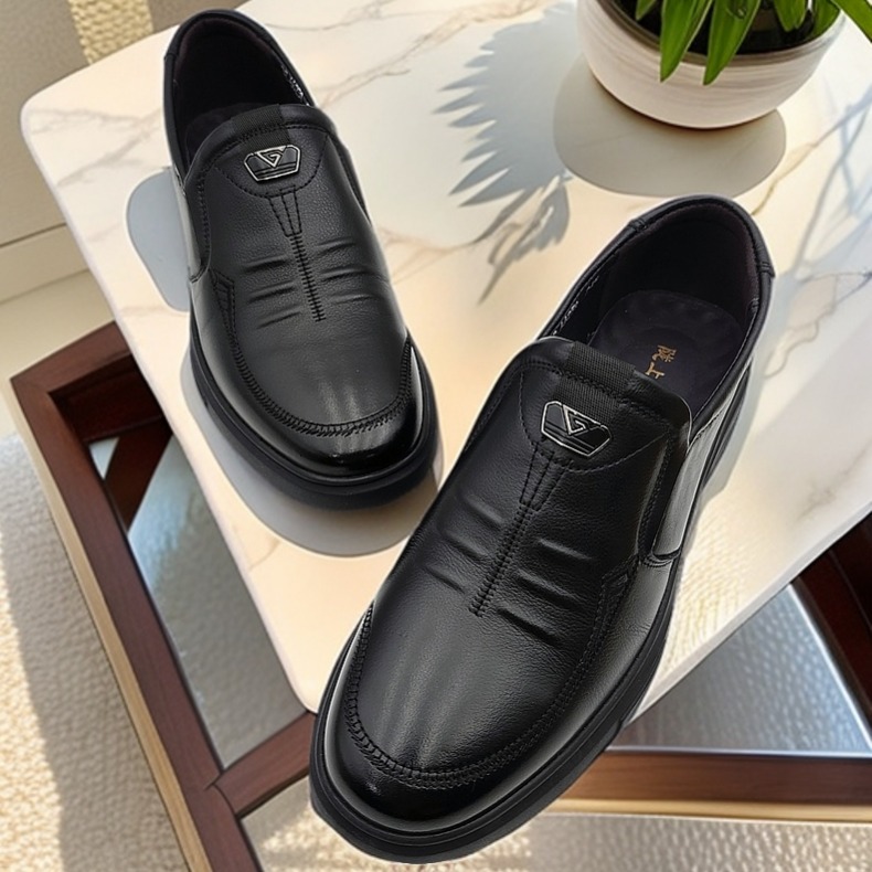 男士真皮66259休闲百搭透气轻底舒适商务黑色皮鞋男