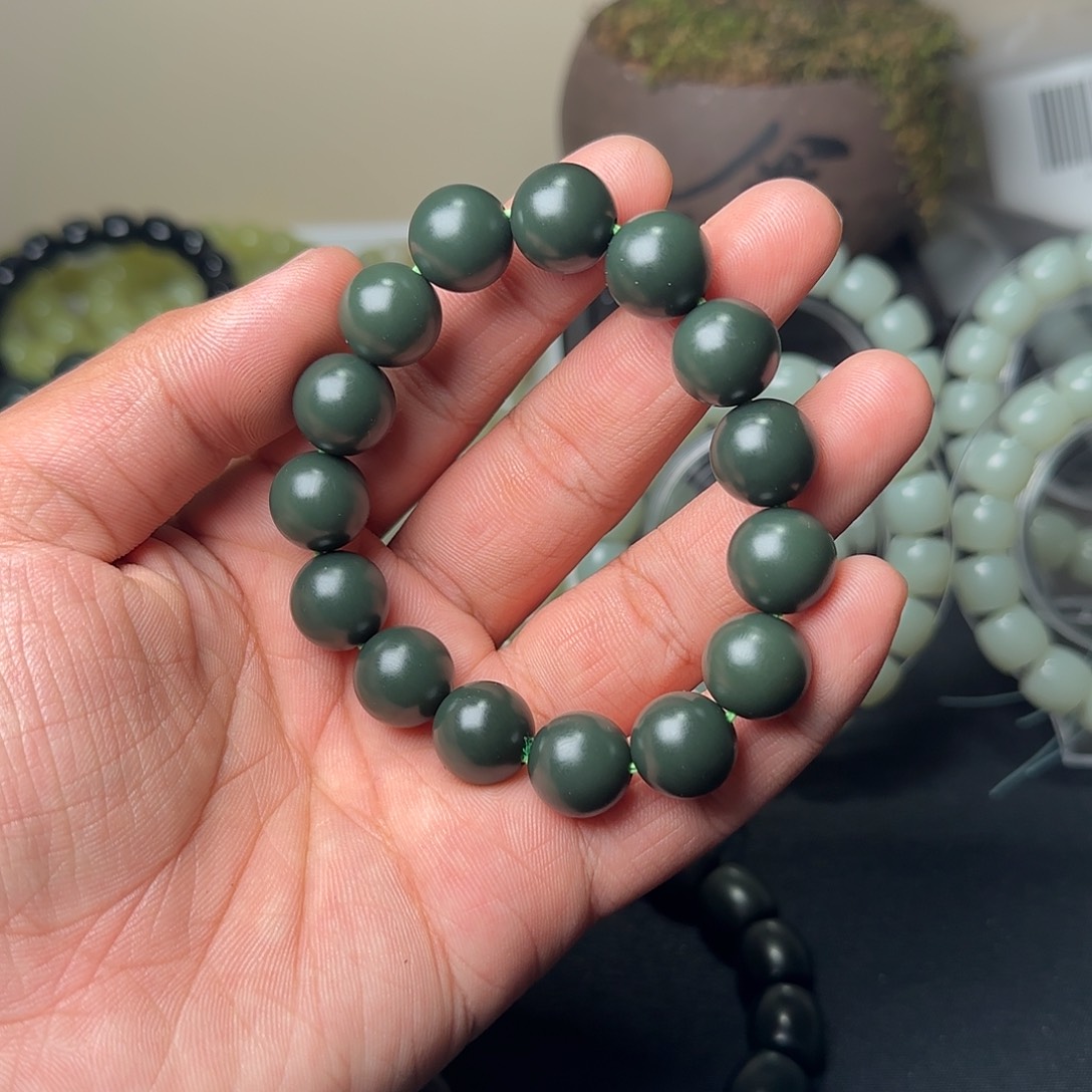 和田玉未镶嵌手串天然且末沙枣青卡14多样性拍一发一