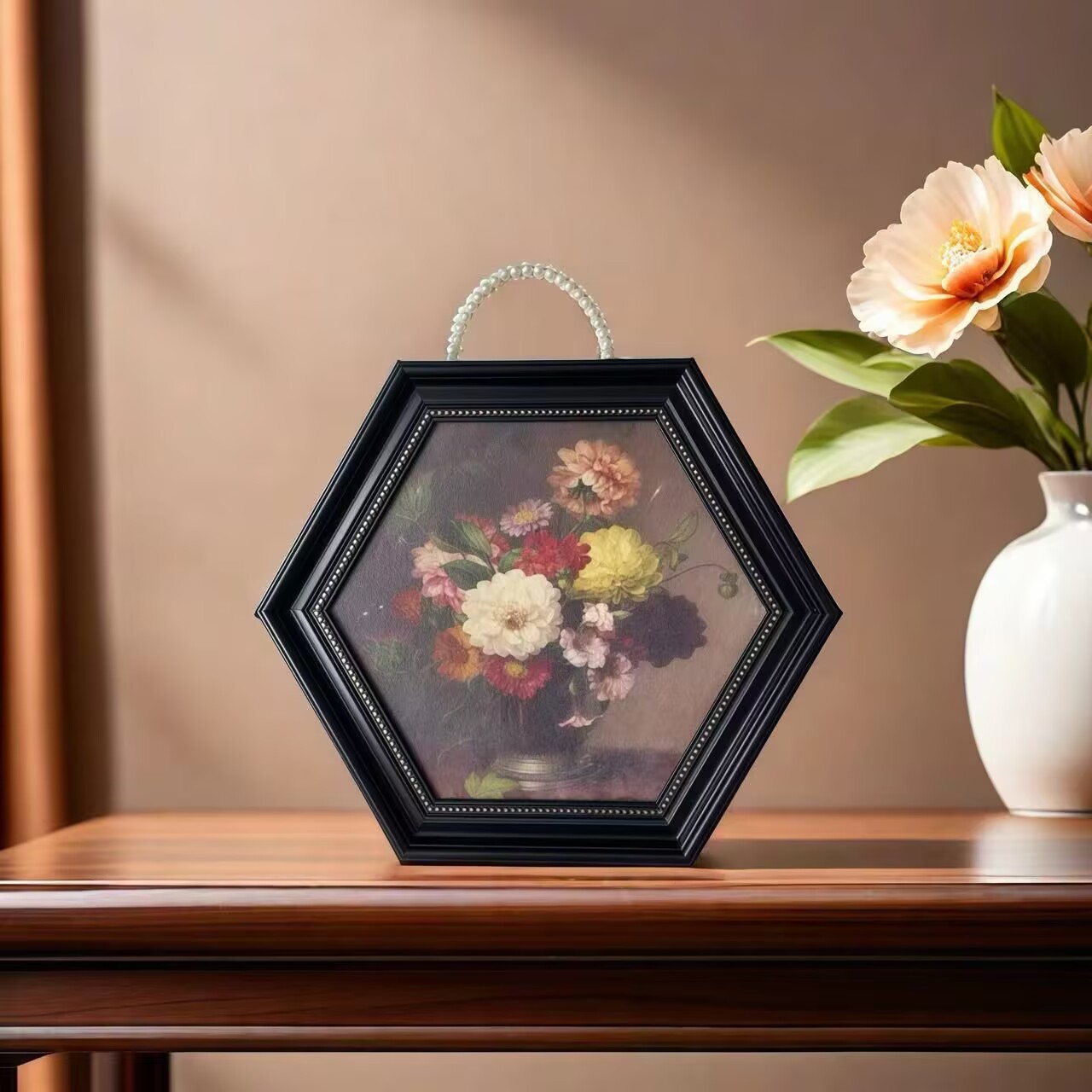 新中式异形简约美式法式欧式装饰画花六边形花卉DK20