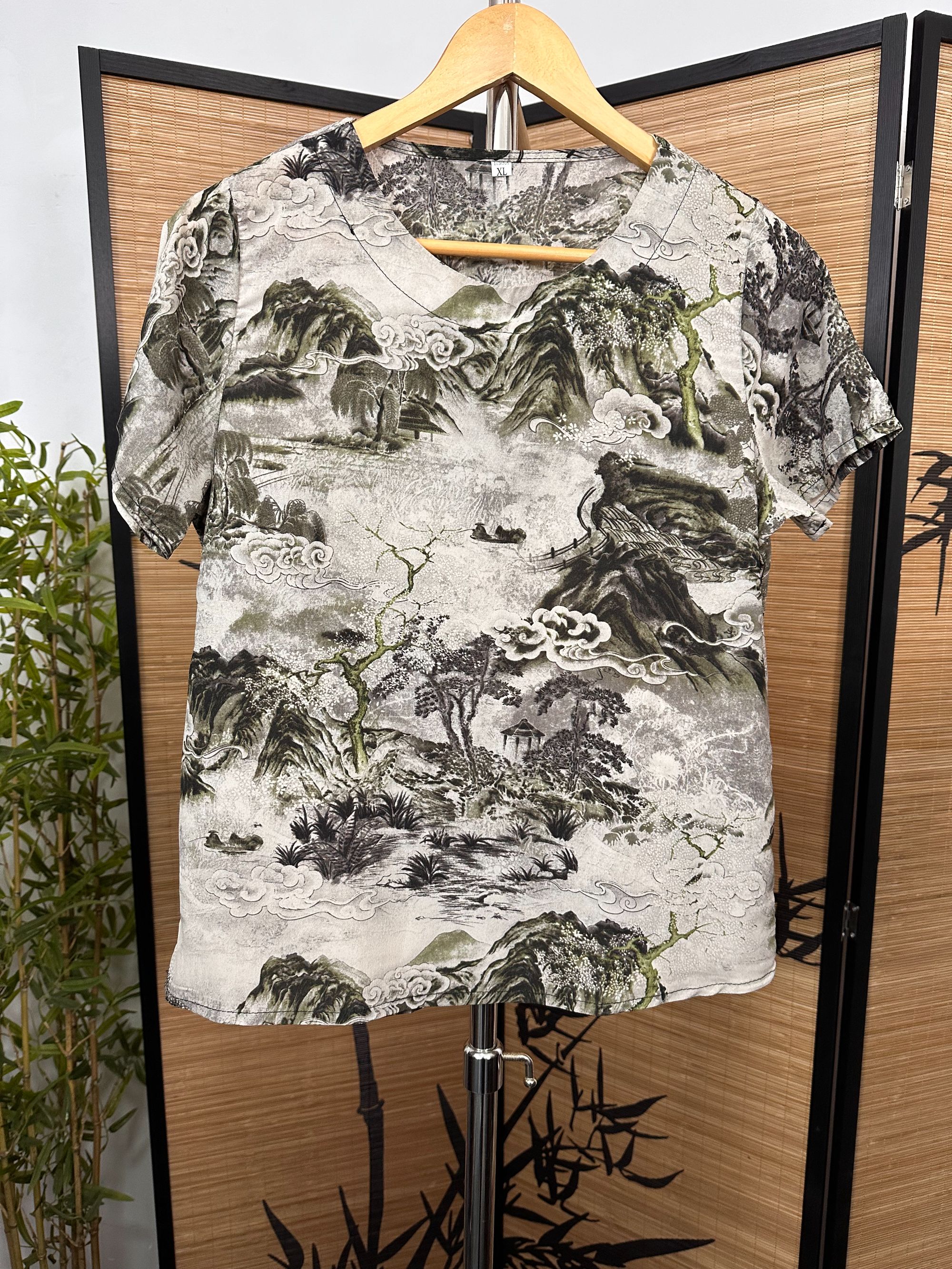 （山河图）新款女装圆领短袖轻薄小衫上衣