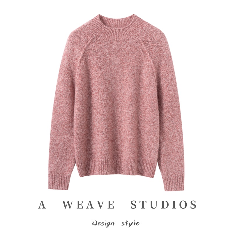 华伦路易高端山羊绒衫女士半高领加厚宽松毛衣 花纱打底衫大码