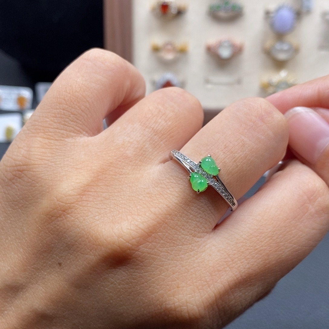 翡翠银S925镶嵌戒指