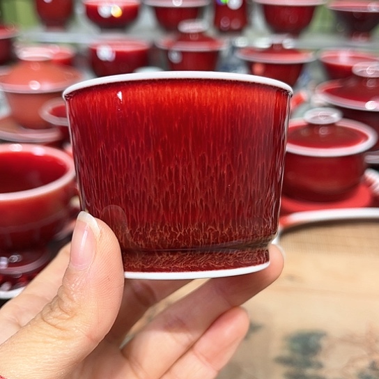 景德镇陶瓷红马坊杯