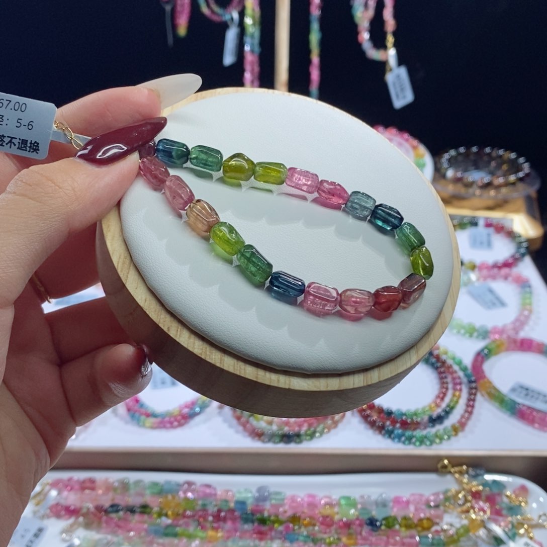 碧玺手链银S925镶嵌方糖