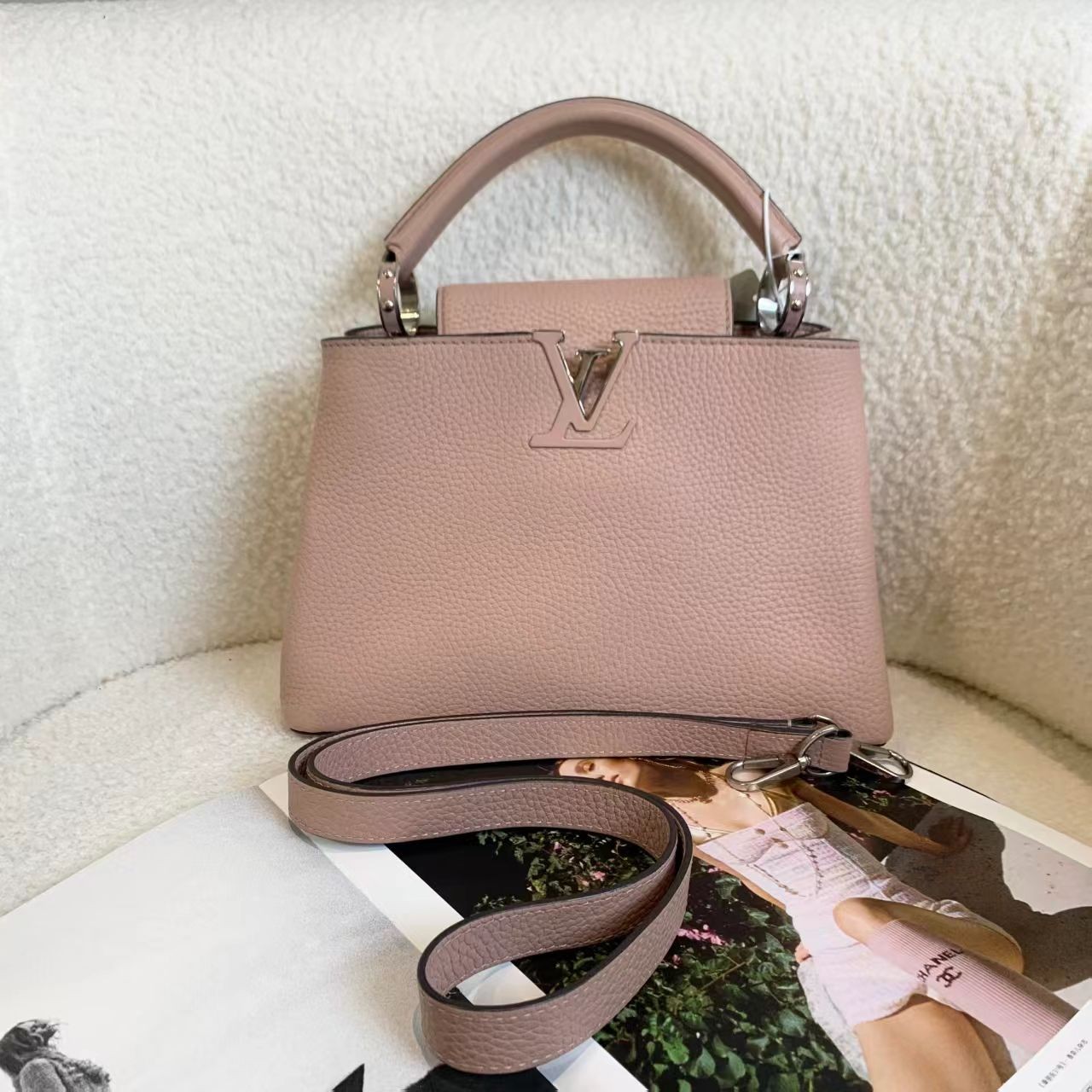 95新 LouisVuitton/路易威登 壹臻/木兰粉capucines bb包 dx1722