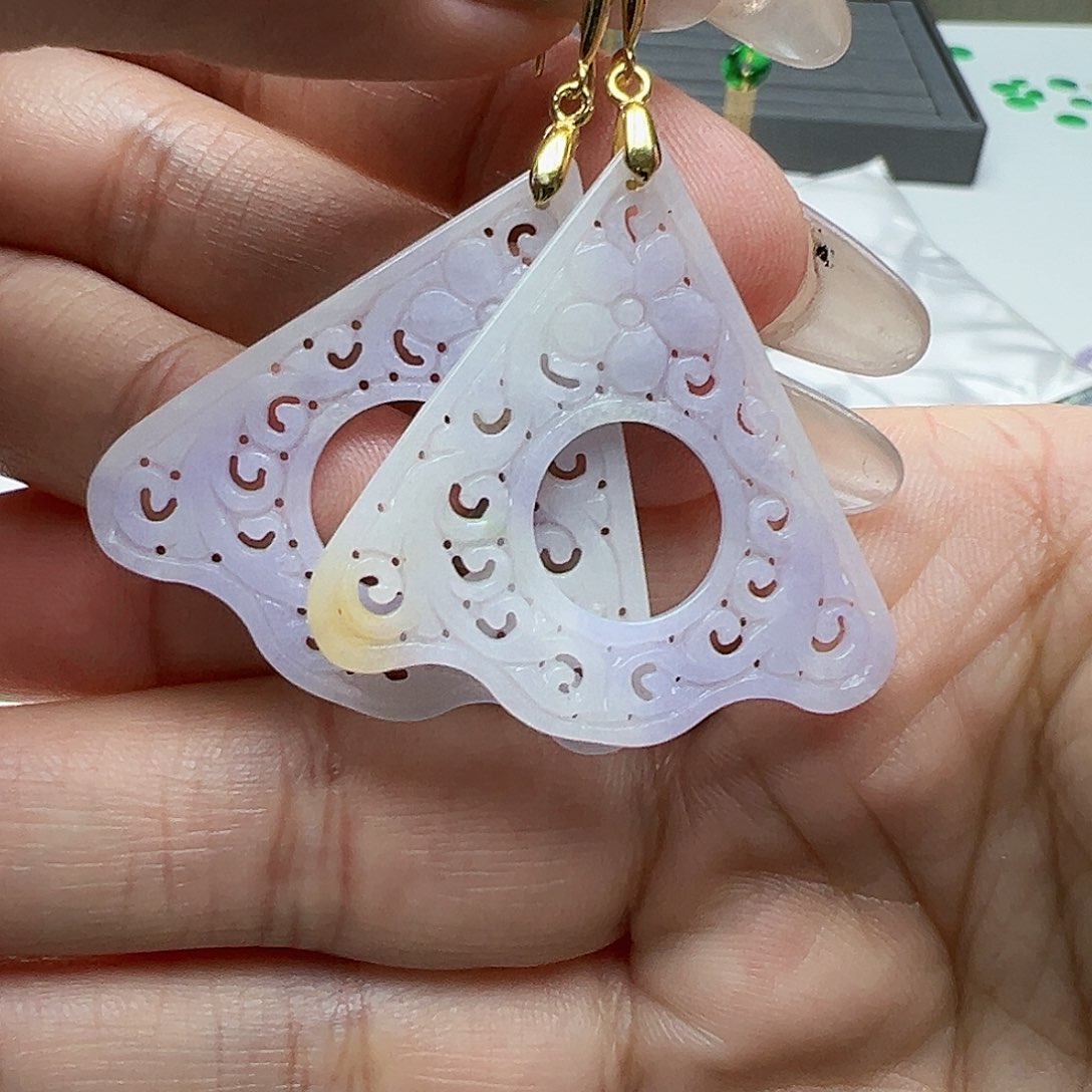 翡翠耳饰银S925镶嵌天然缅甸A货翡翠