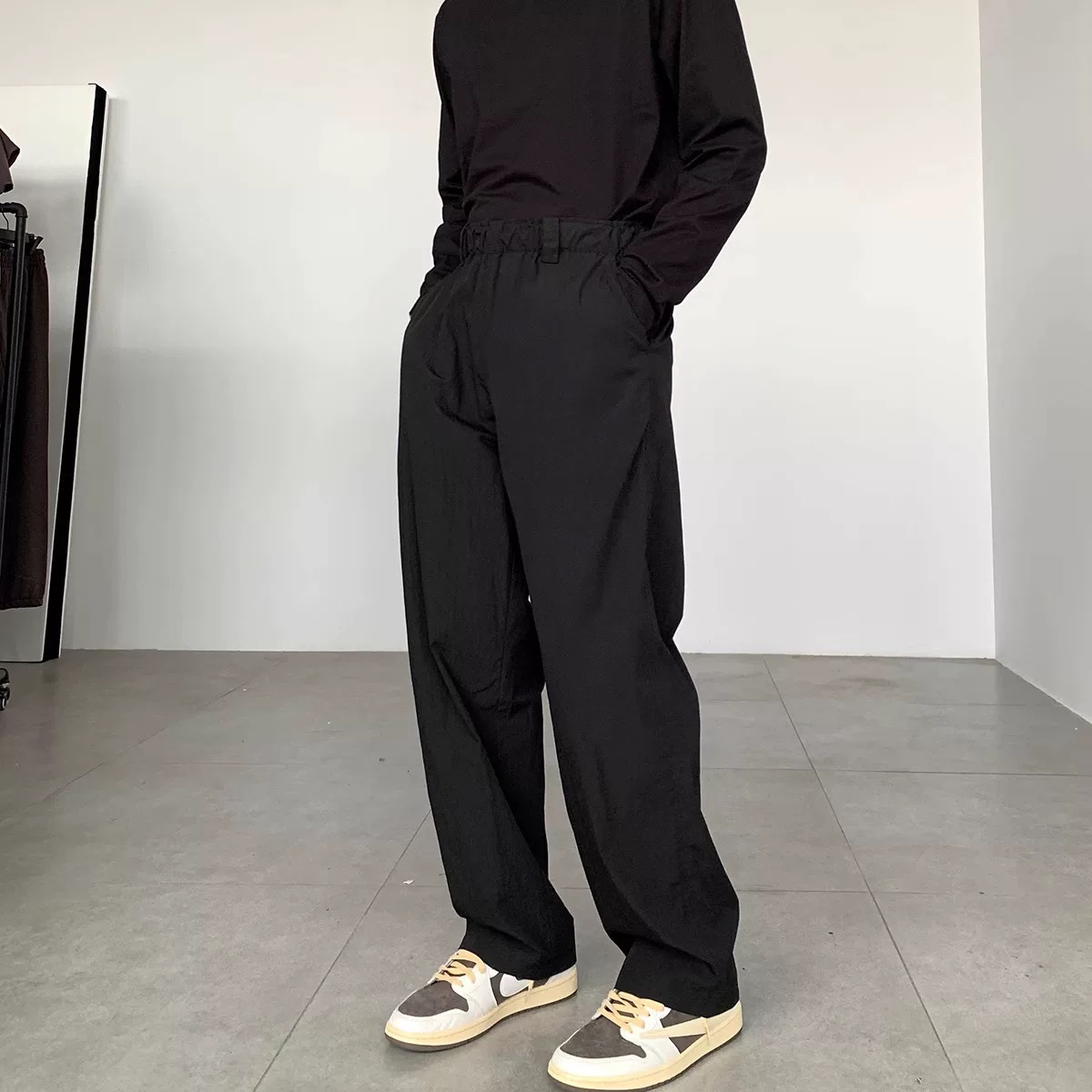  含初剪y毛面料 微阔腿休闲男士直筒西裤9014