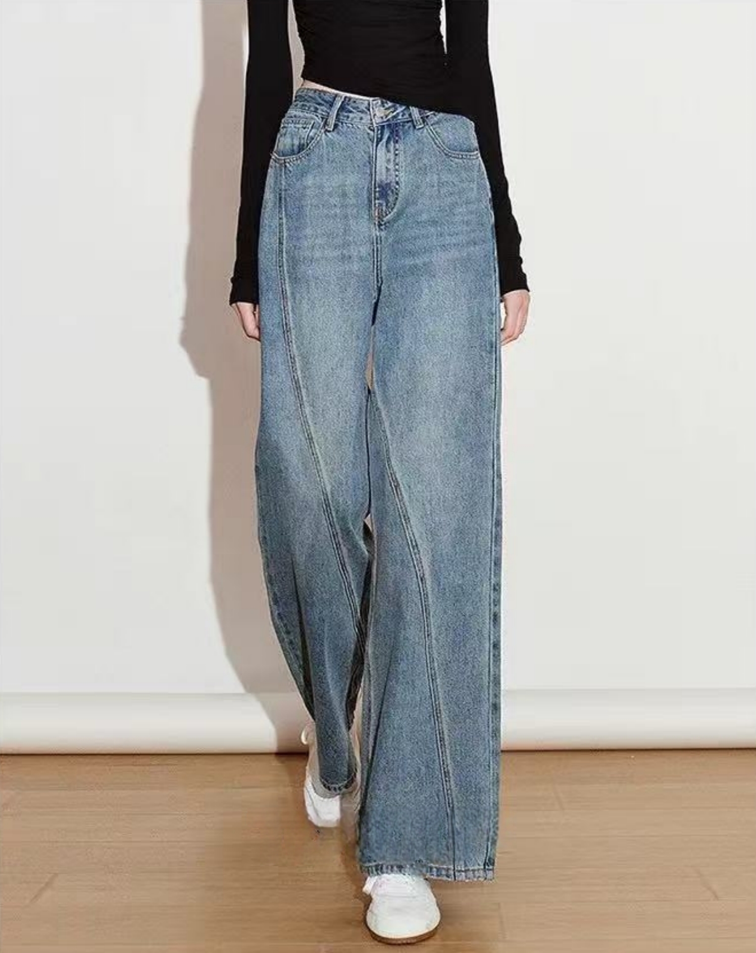 Z.X 不规则立体剪裁牛仔阔腿裤 8007（K1C）