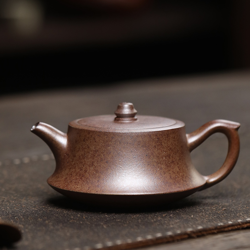 大吉羊柴烧 宜兴紫砂壶茶壶 原矿本山绿泥柱础170ml庄泽明