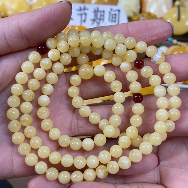 琥珀裸石未镶嵌108手链