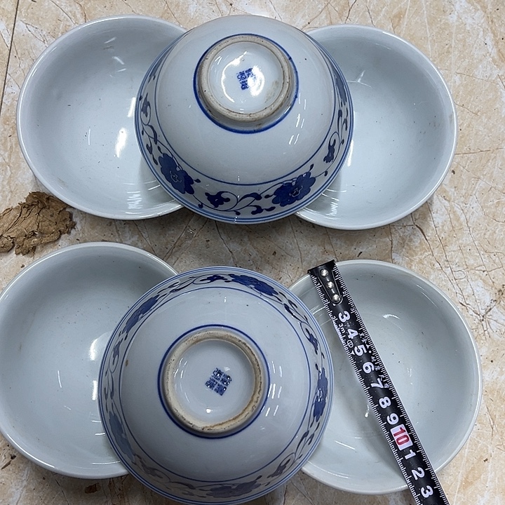 陶摆件6个12.5厘米芙蓉花碗