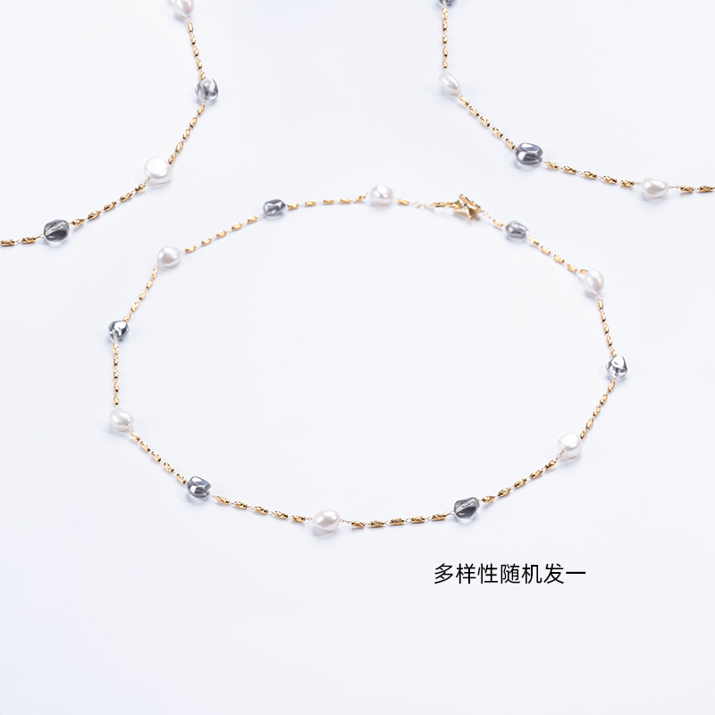 爱迪生珍珠合金白色珍珠巴洛克毛衣链10-12mmJGPY