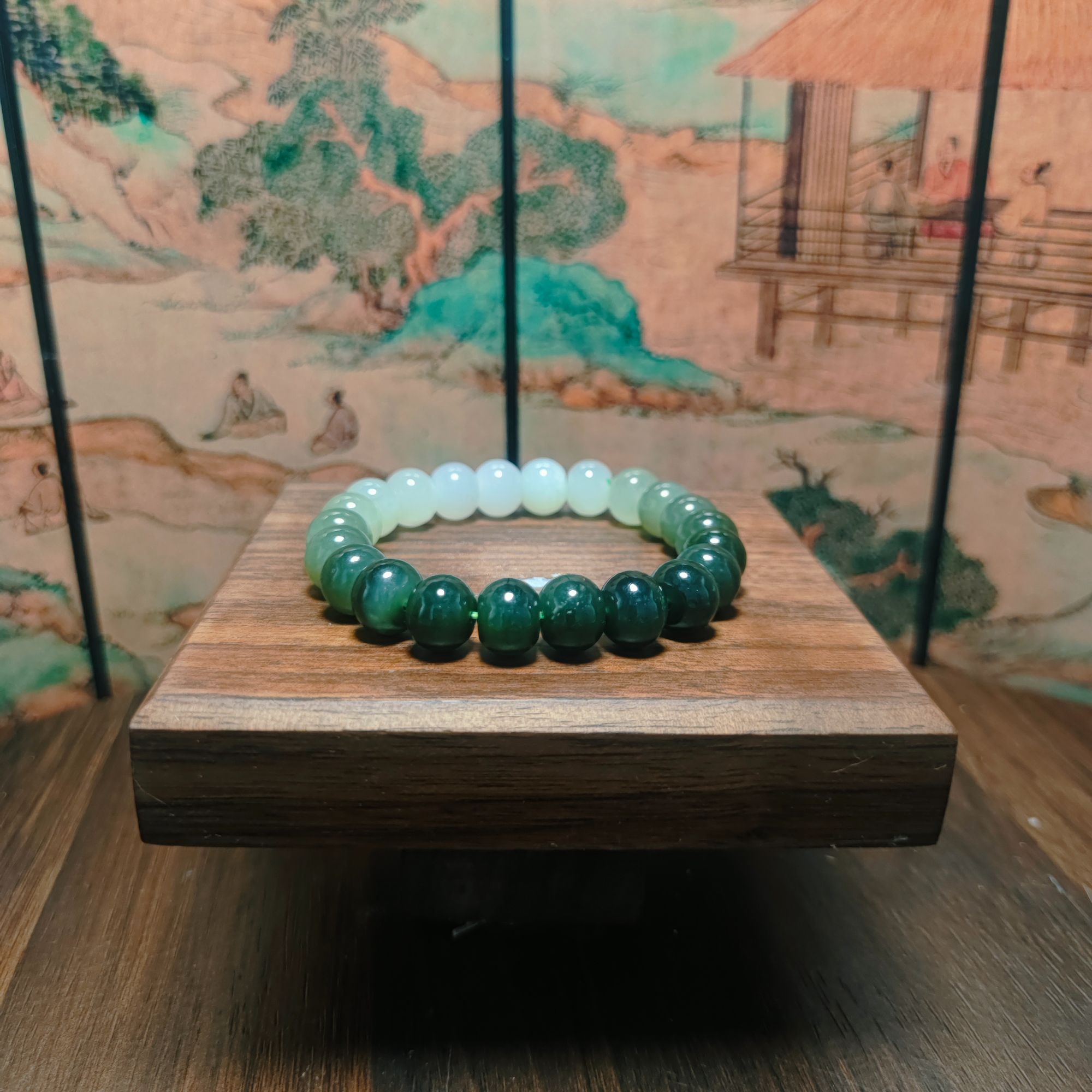 A和田玉渐变算盘珠手串2186