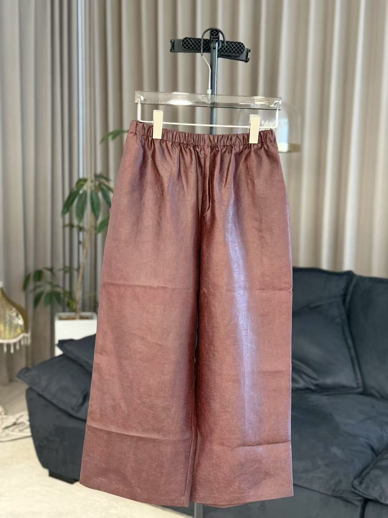 【柳青女装】2025夏季新款松紧腰丝直通九分裤25SC8139