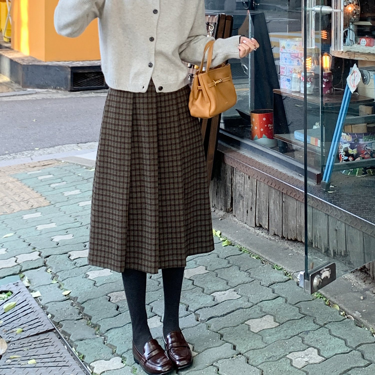 【牙牙】【双十二92折】【复古拼图】FS509X038复古格纹半裙