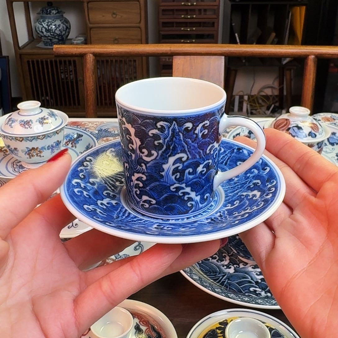 杯重工柴窑烧制点工江涯海水两件套