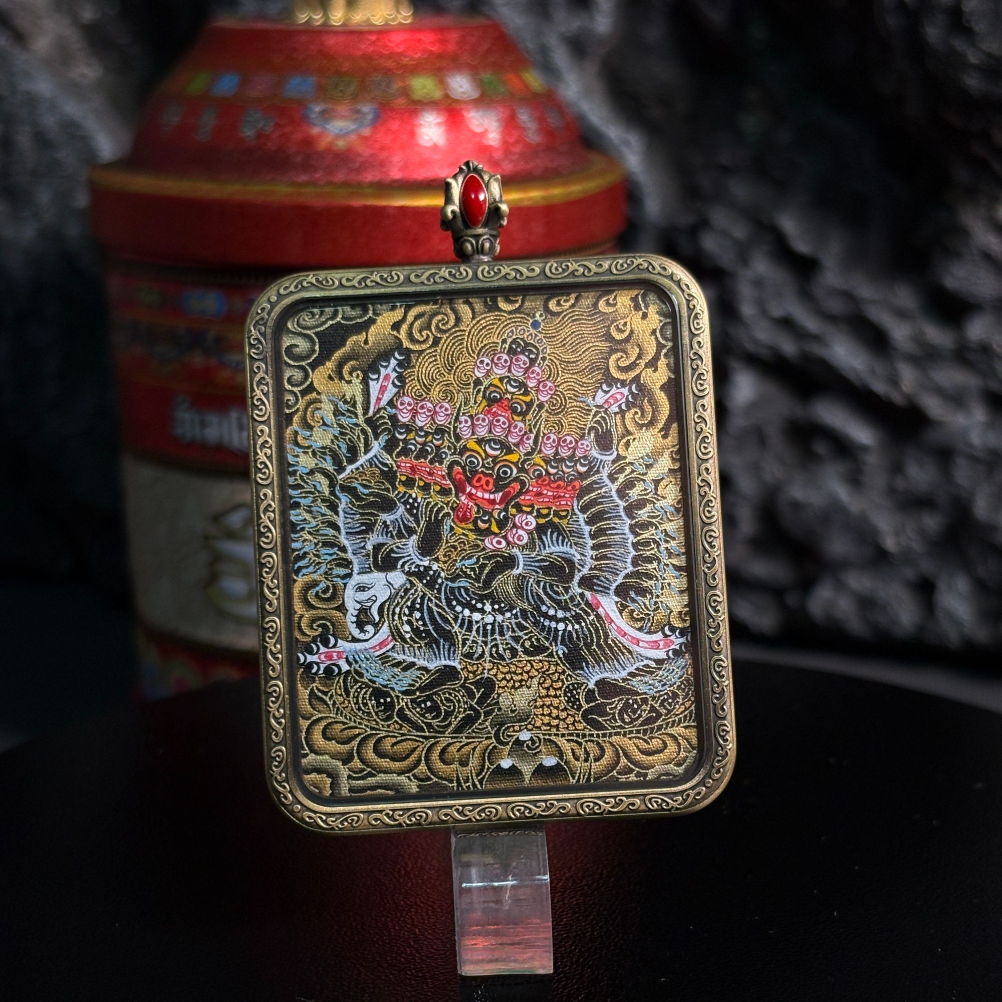 热贡纯手绘天然矿料唐卡 大威德 普华东智作品