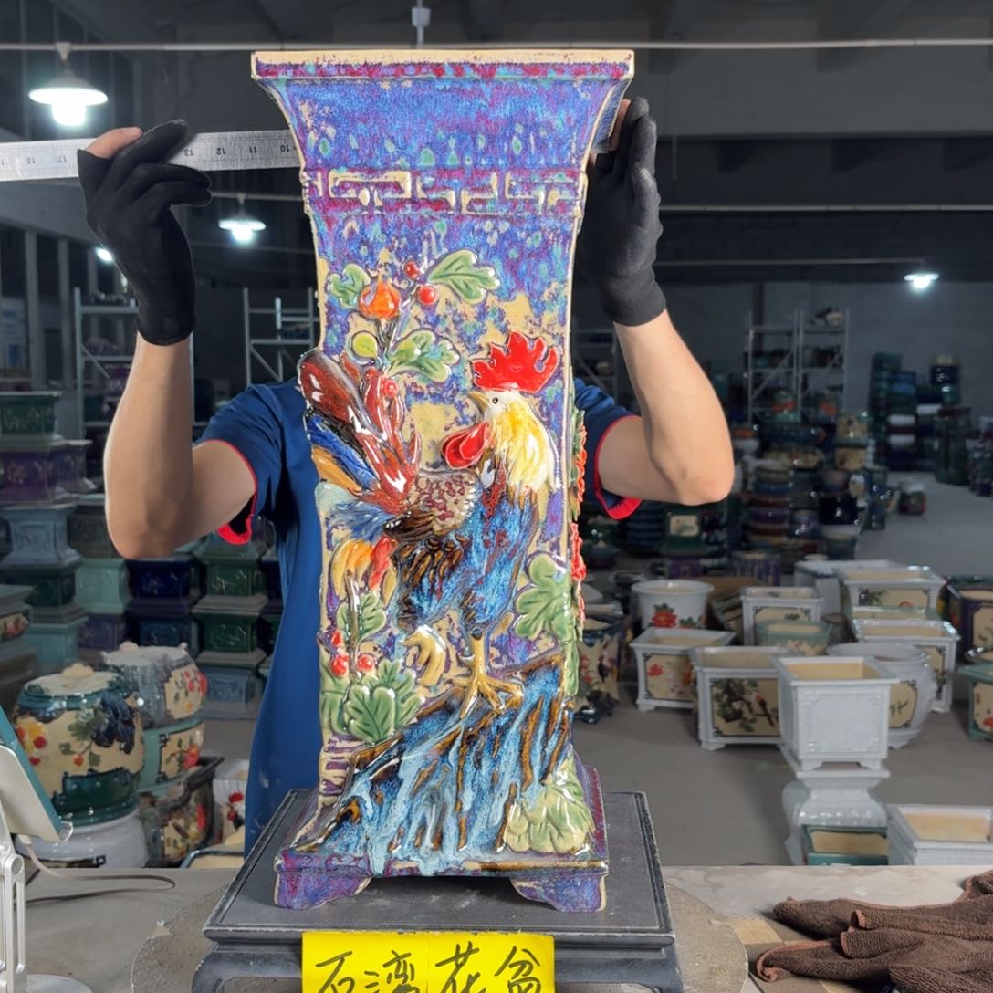 一风堂石湾花盆 内口19，高55