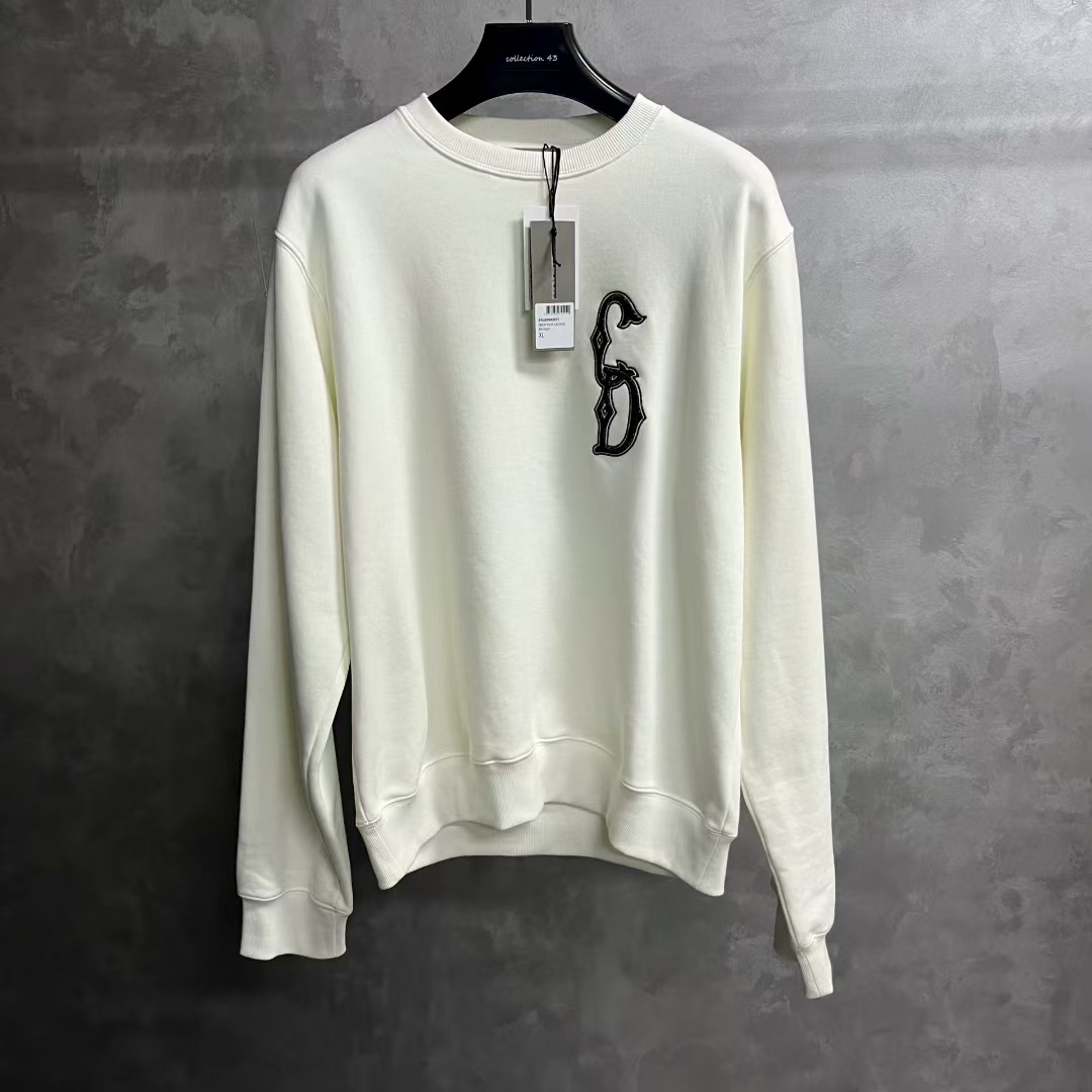 未使用 DIOR/迪奥 白色纯色Logo刺绣圆领卫衣/L-2/XL