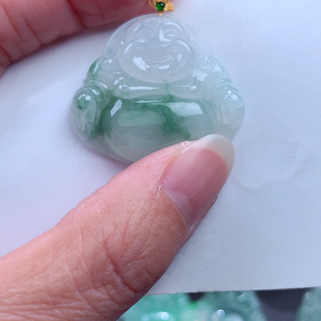 翡翠吊坠(不含链)18K金镶嵌