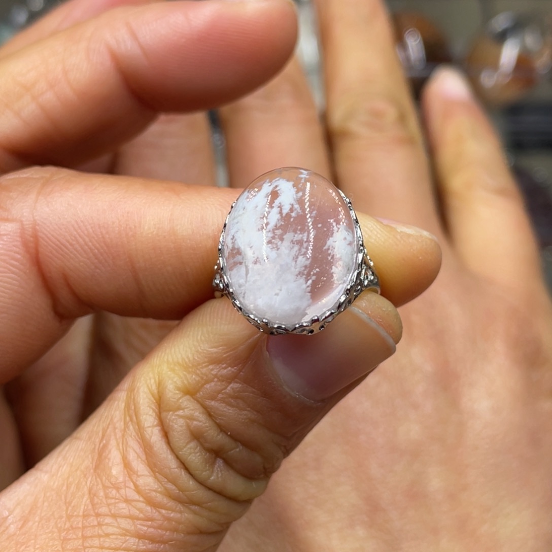 【闪购商品】水晶珠宝半成品银S925镶嵌戒指