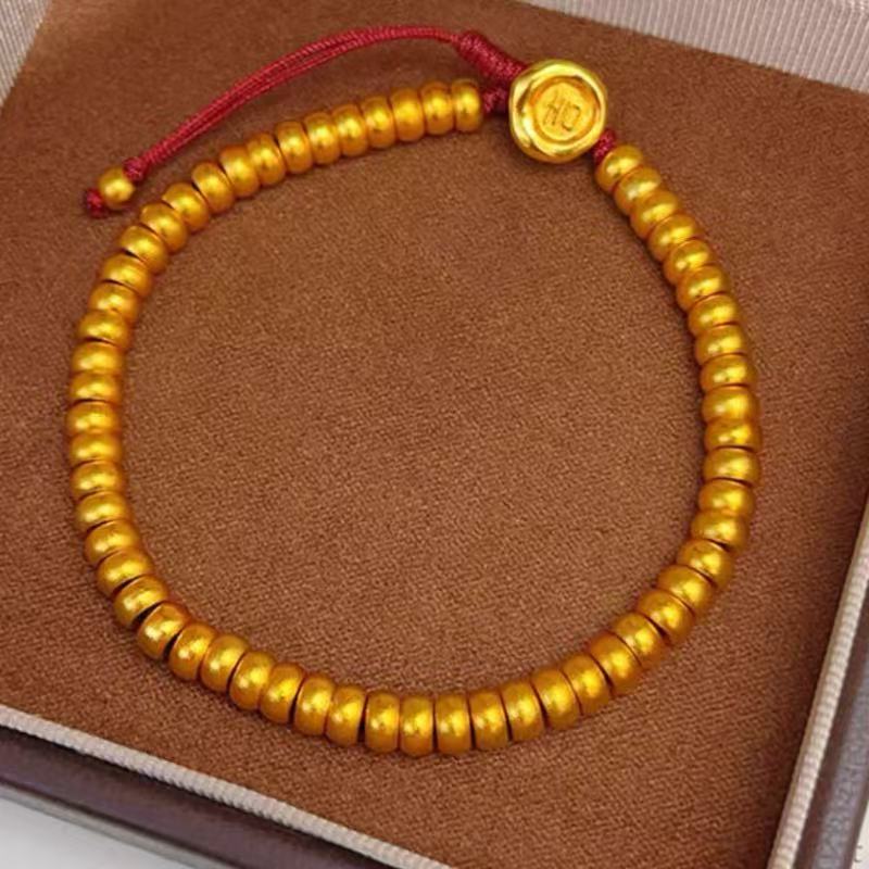 铜合金手链 金色女民族风几何复古光珠古法两世欢金气质手饰串珠