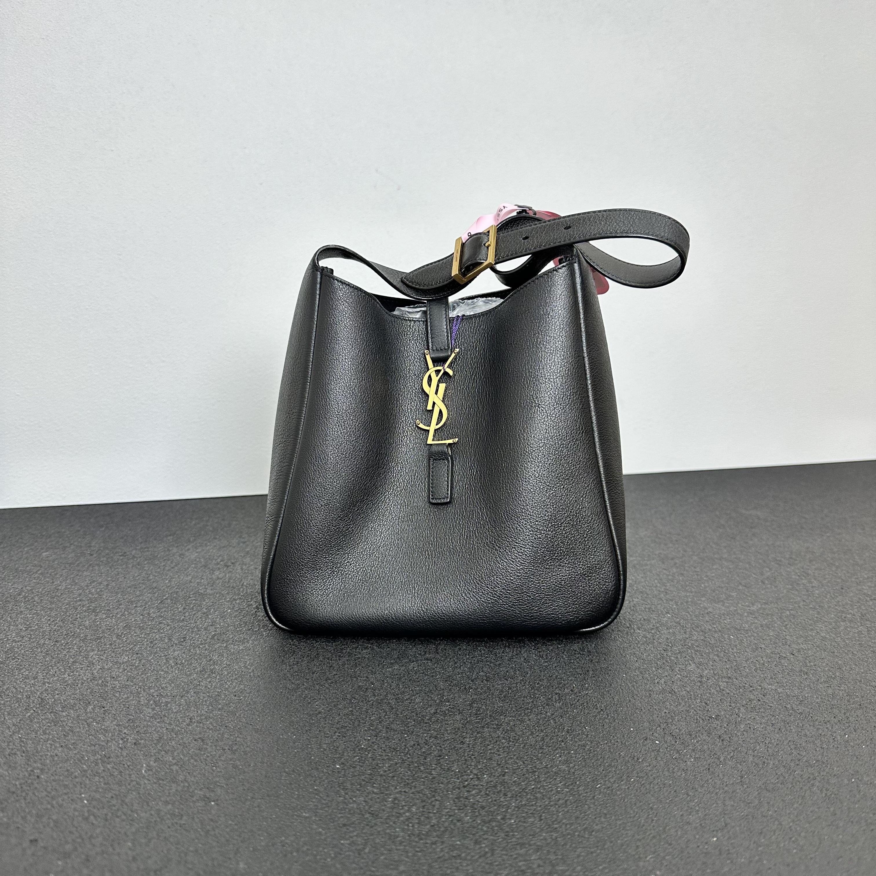99新 YSL/圣罗兰 壹所奢品/YSL hobo水桶 小号 黑金 腋下包