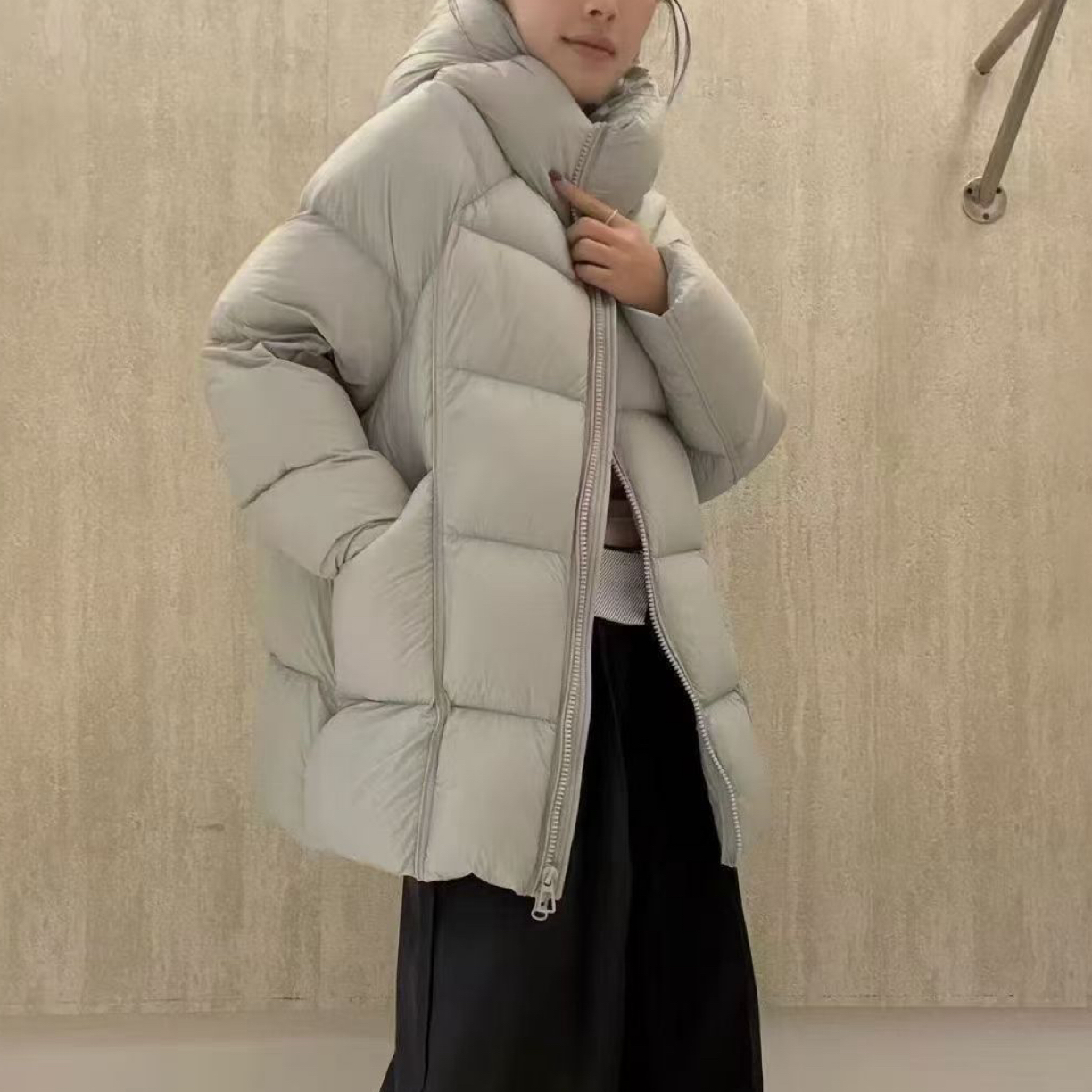 云朵泡芙连帽中长款保暖加厚羽绒服