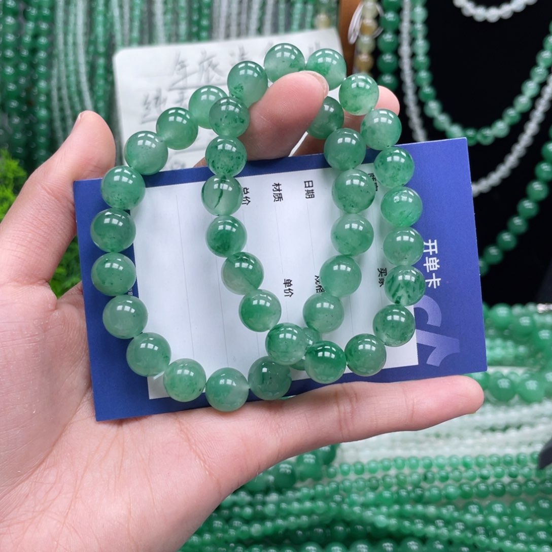 未镶嵌手链石英质玉（非洲翠）（两条一起）