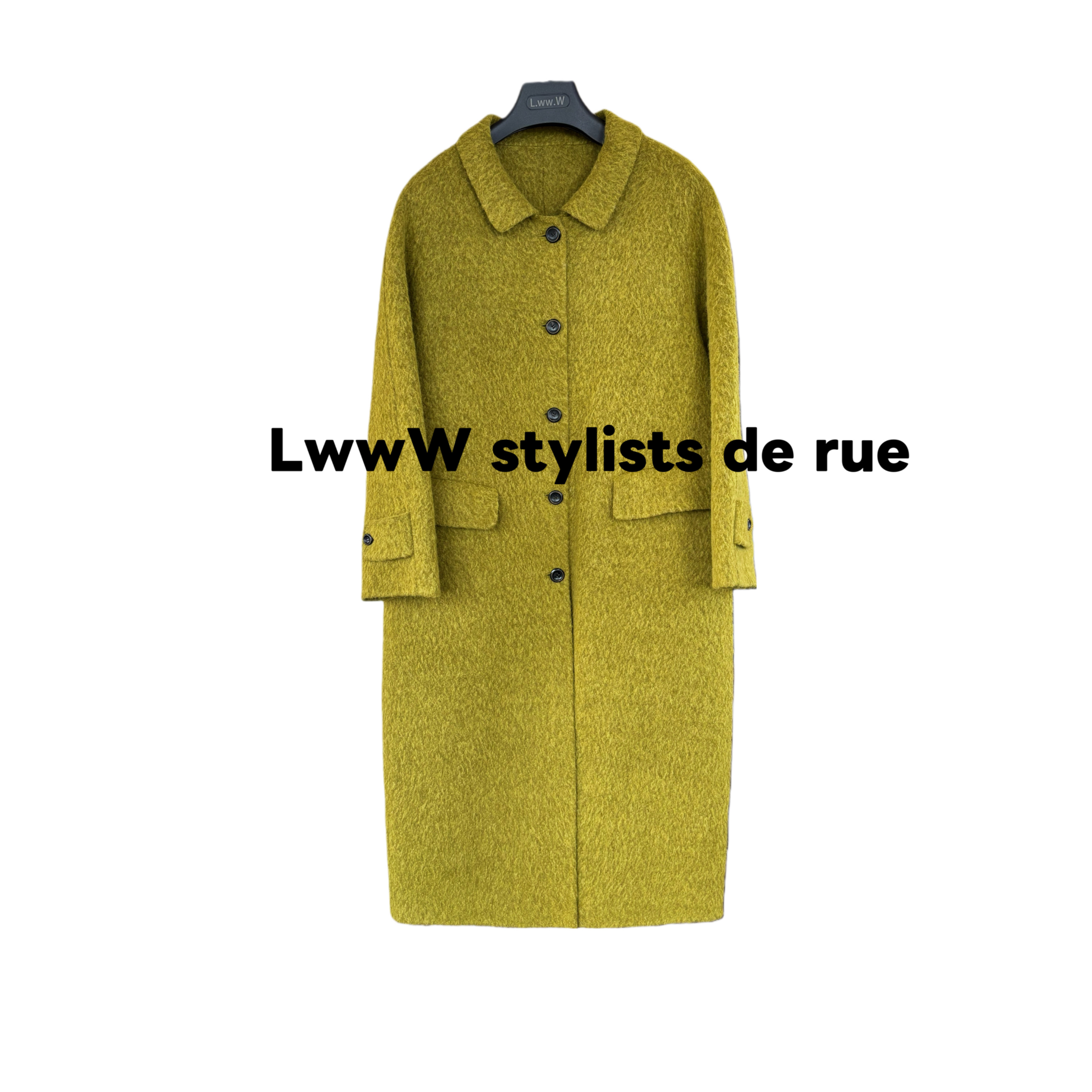 【苔藓绿】双面羊毛长方领H型大衣