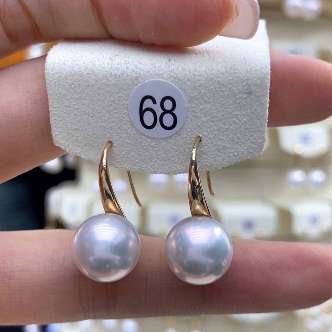 淡水珍珠耳饰18K金镶嵌