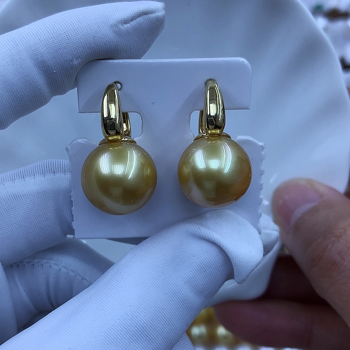 小***学耳饰18K金镶嵌海水珍珠