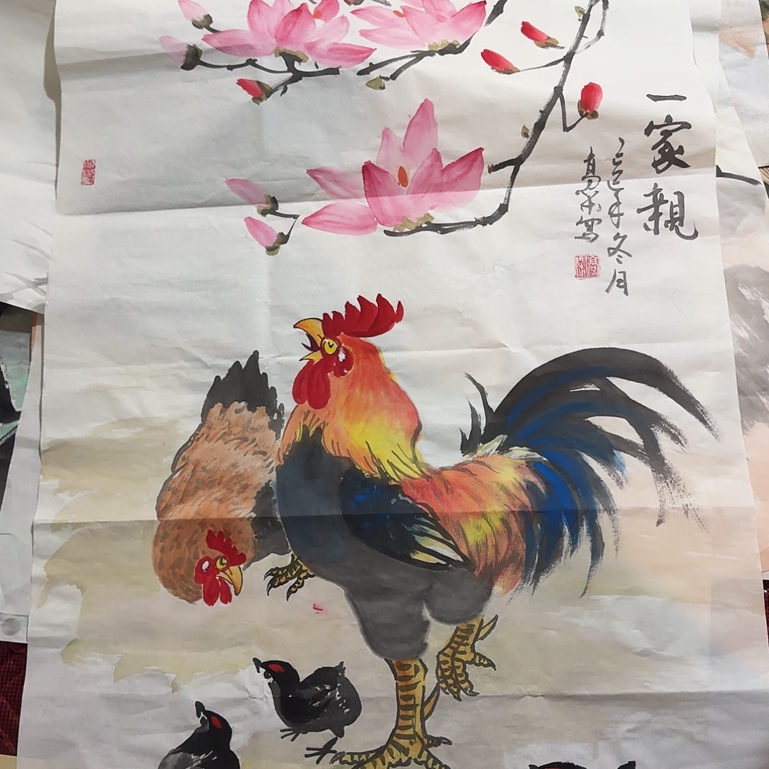 雨****国画一家亲，手绘国画