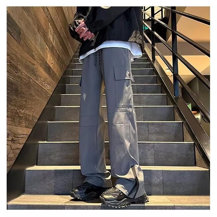 Z206美式机能工装裤男2024春季新款侧拉链高街宽松休闲裤子潮