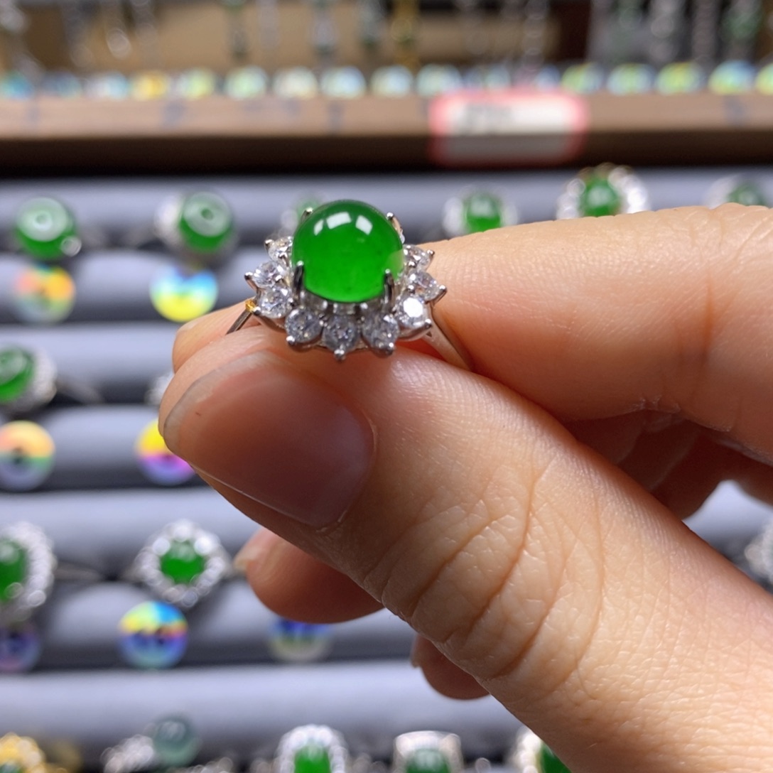 颈饰银S925镶嵌翡翠35号