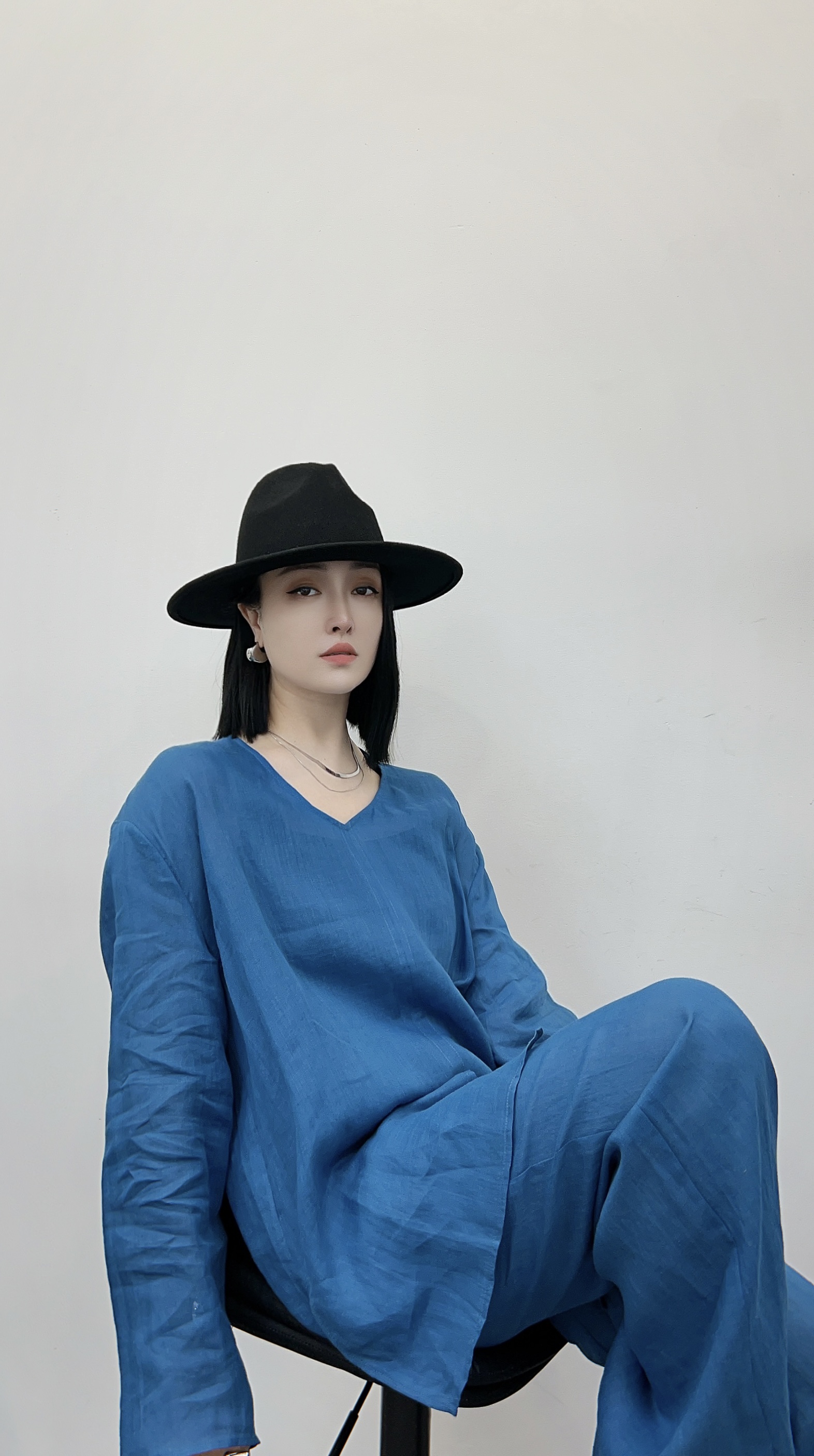 翡德莉丝【中古苎麻套装】冰心推荐老钱风孔雀兰宽松慵懒风时尚套装