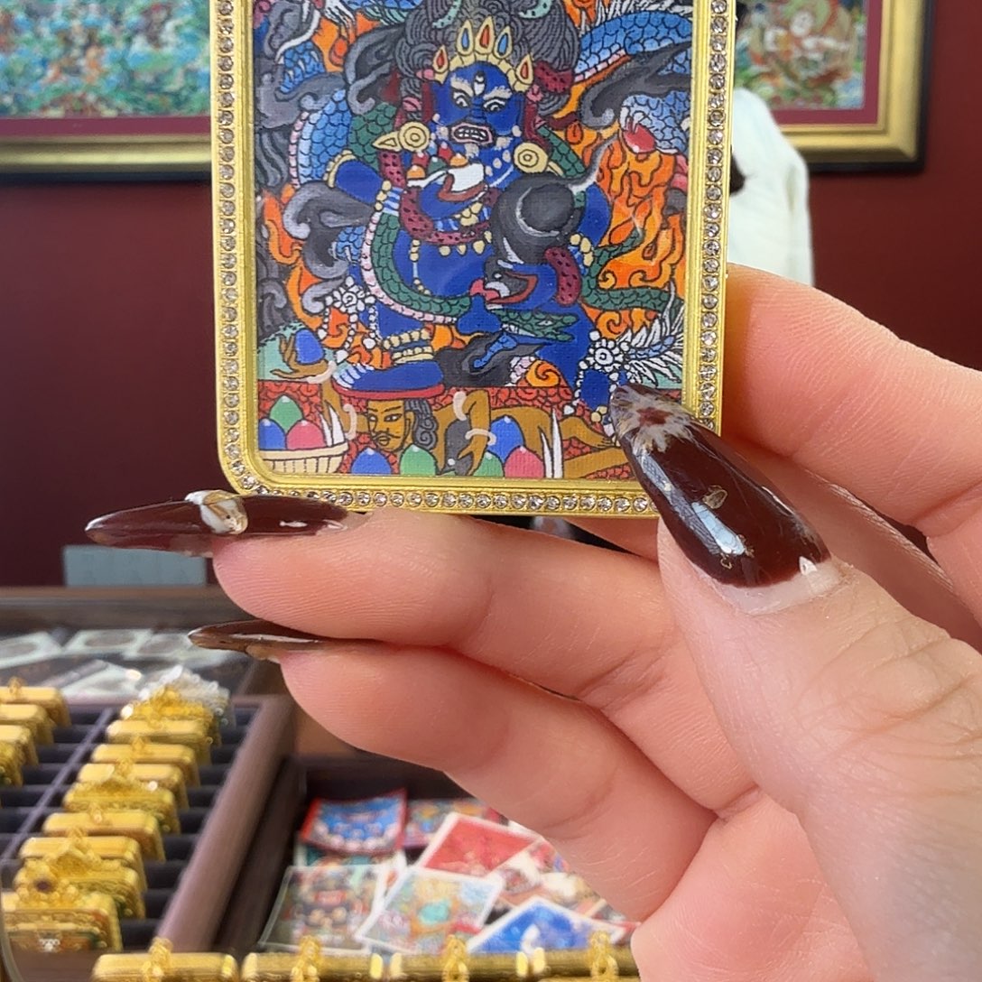 吊坠黑财神手绘唐卡