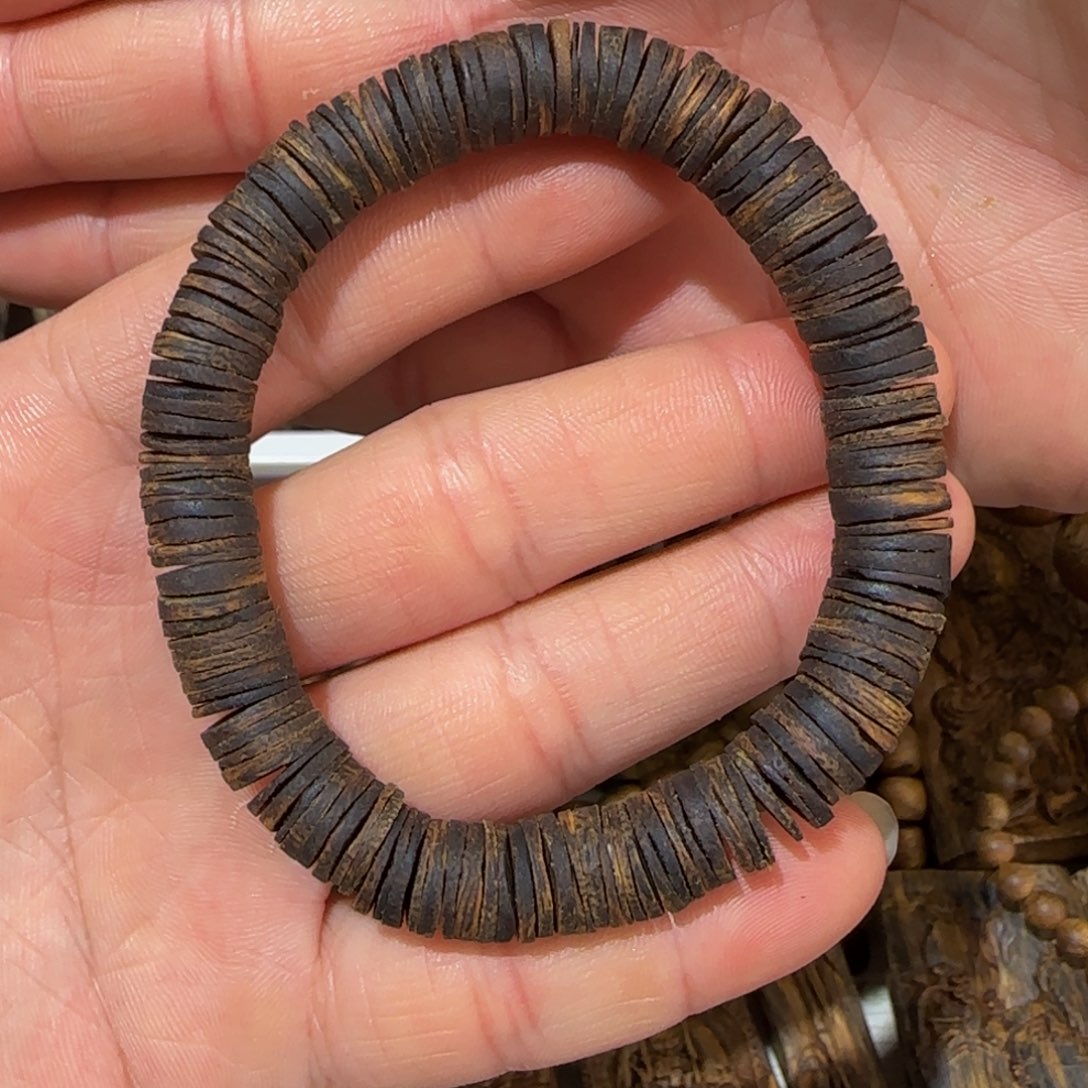 手串沉香沉水张勺子1.0药片珠高货14克