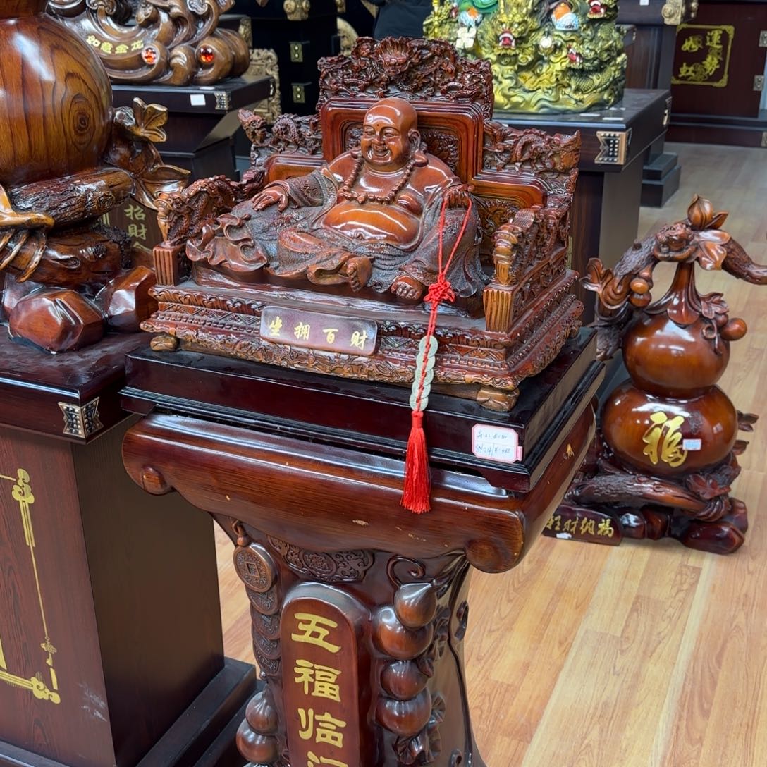 自***律木一套弥勒佛高40宽50