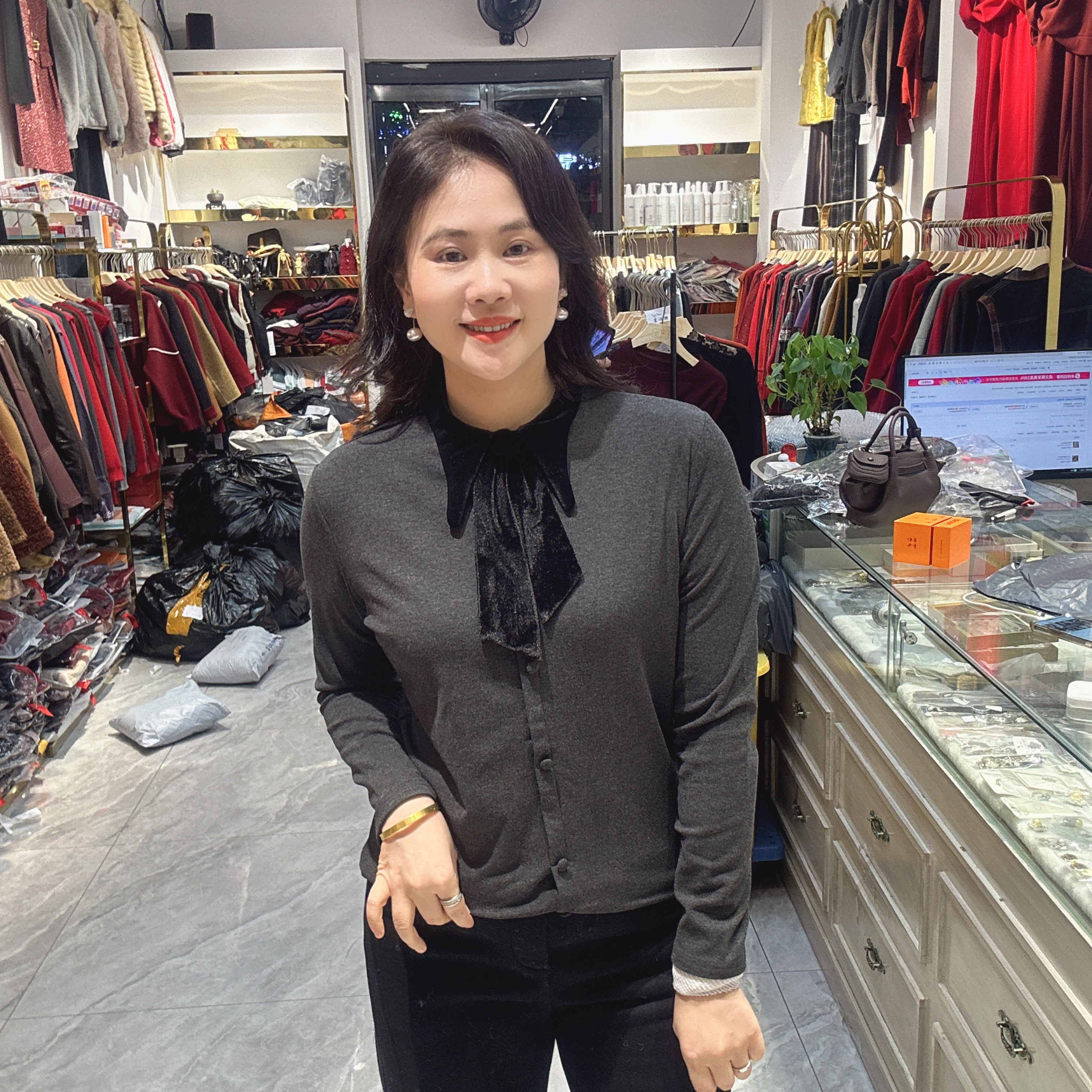 34-5623翻领套头薄绒T恤56长