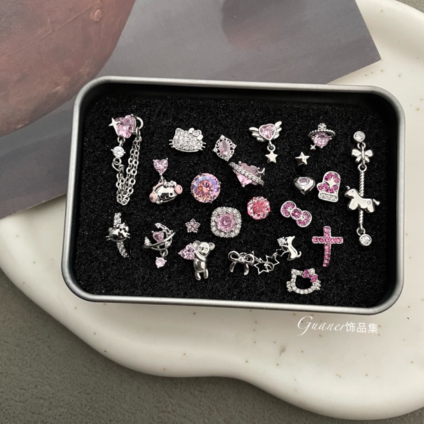 铜合金合成锆石耳饰 少女粉合集 少女甜美可爱百搭耳骨耳垂钉