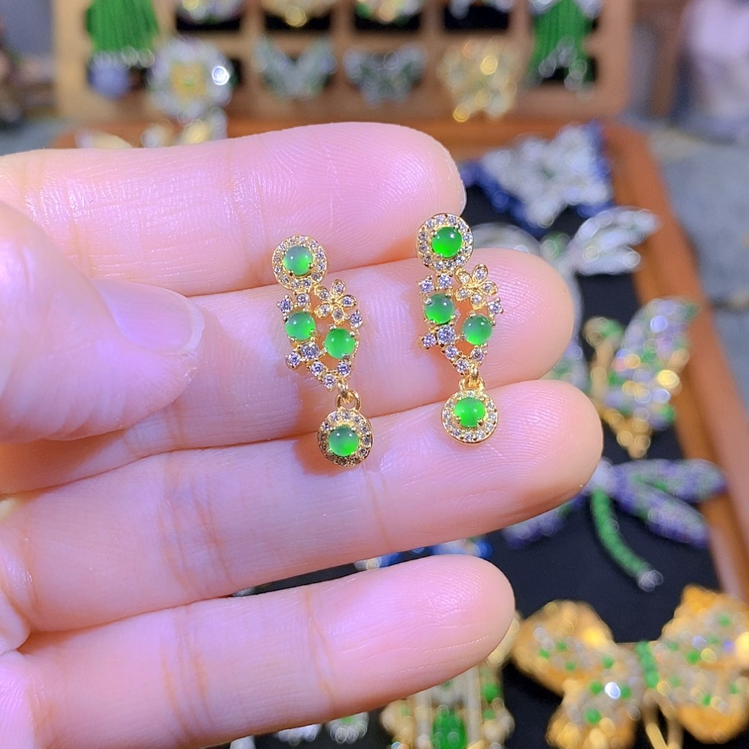 吊坠(不含链)银S925镶嵌翡翠