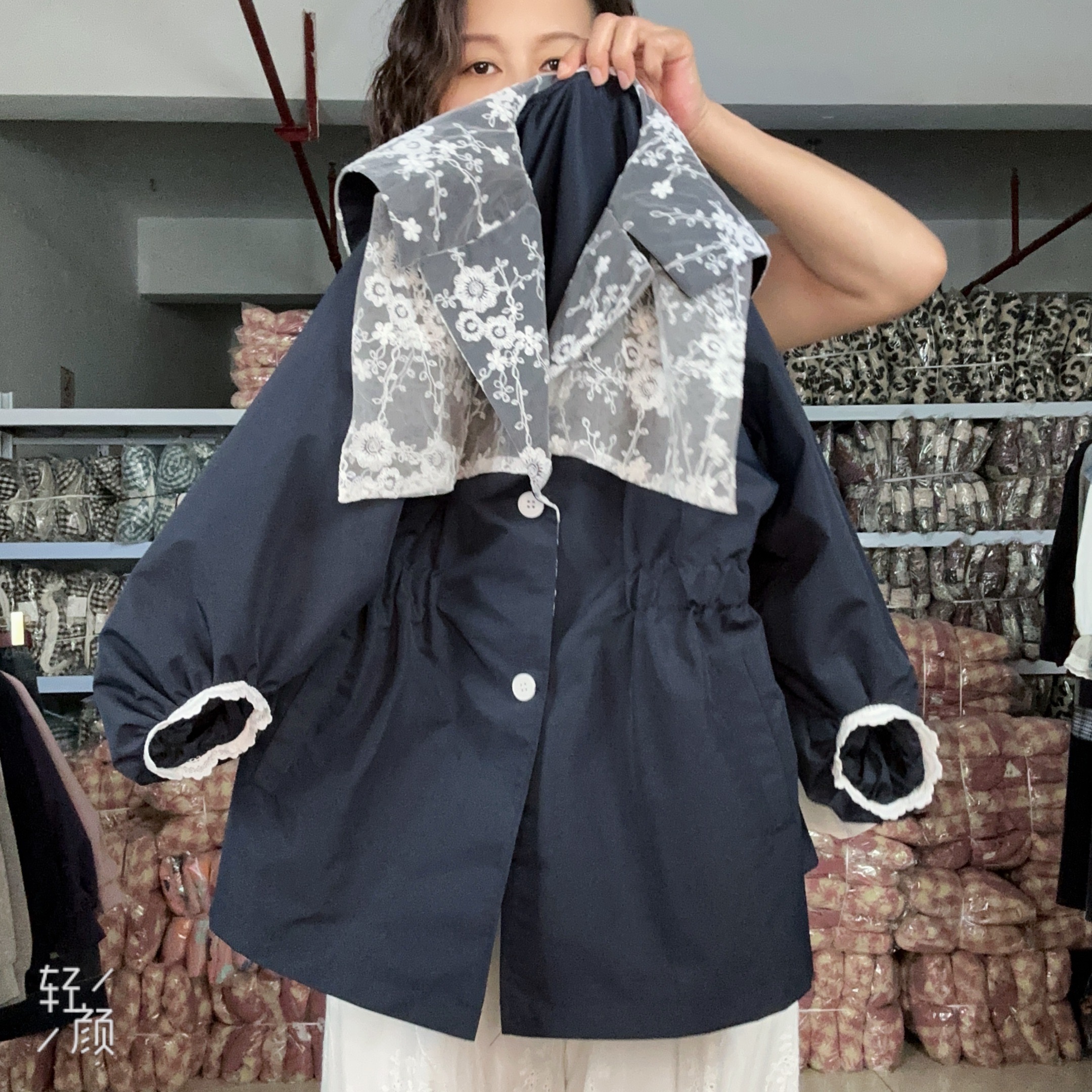 2025秋季女童新款洋气韩版外套儿童洋气连帽蕾丝风衣潮QSC2424