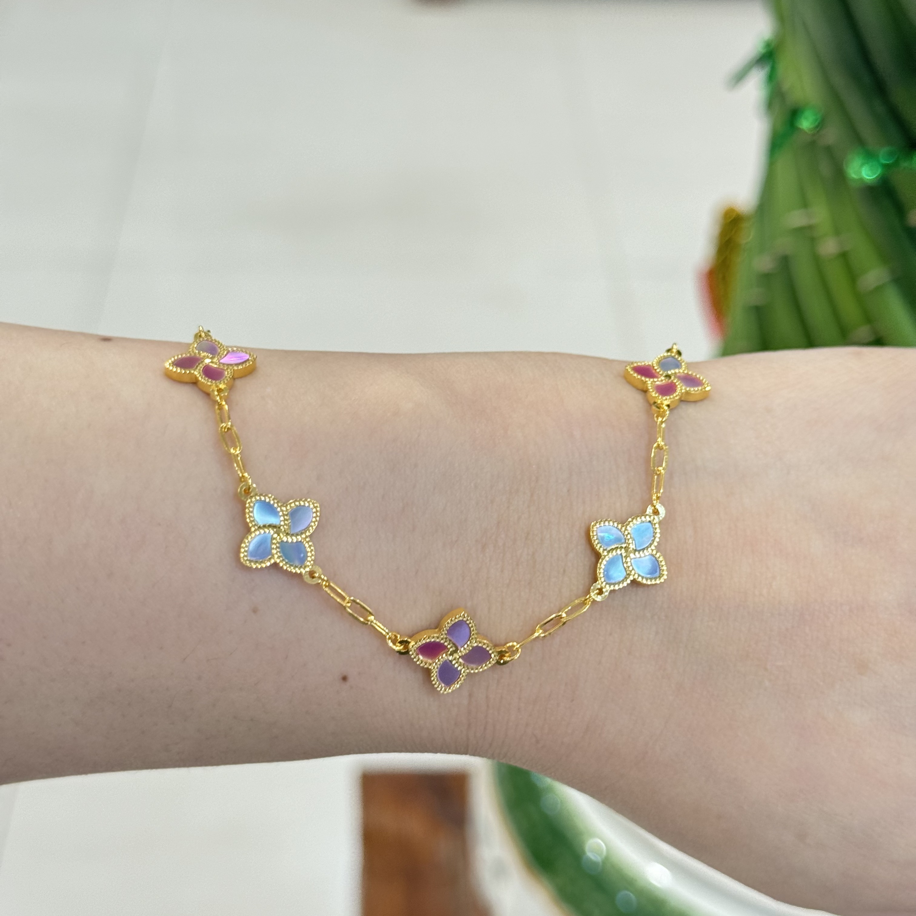 阿敏专属-Z【黄金螺钿老花五花手链】--足金999精工5手链（附加688）