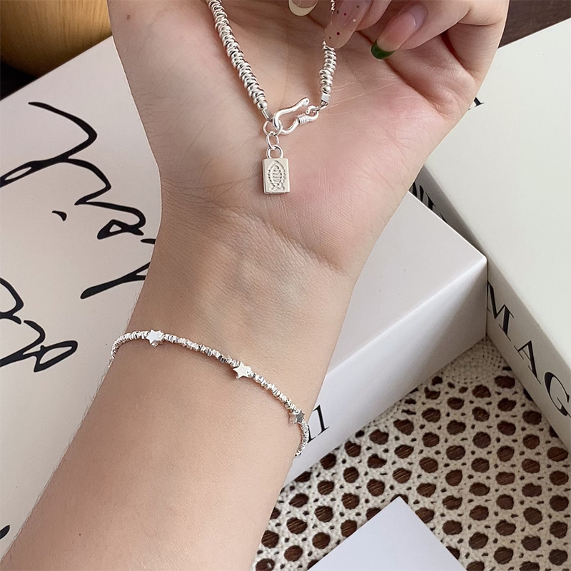足银手链 YUEYING•足银999手链百搭鞠式碎银星星手链小众