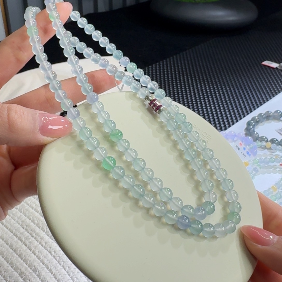 翡翠颈饰未镶嵌玻璃钢马卡龙长串6mm