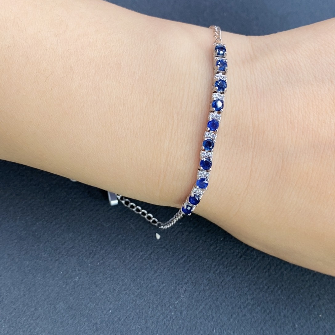蓝宝石手链银S925镶嵌